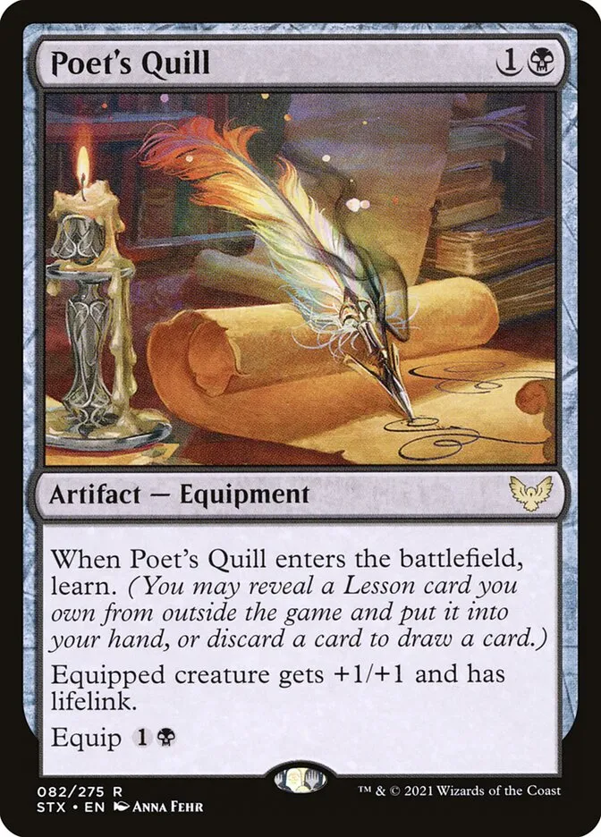 2021 Strixhaven: School of Mages Poet's Quill #82 rare card image