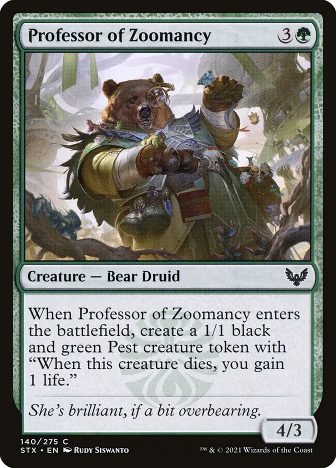 2021 Strixhaven: School of Mages Professor of Zoomancy #140 common card image