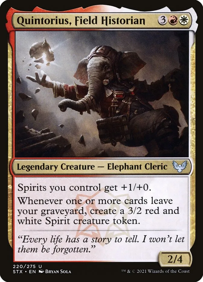 2021 Strixhaven: School of Mages Quintorius, Field Historian #220 uncommon card image