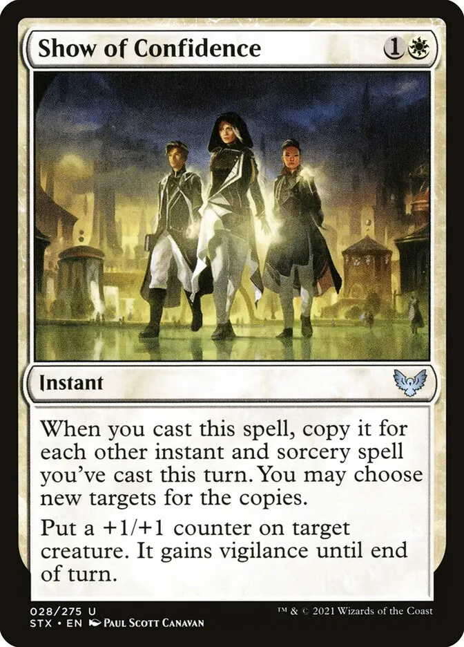 2021 Strixhaven: School of Mages Show of Confidence #28 uncommon card image