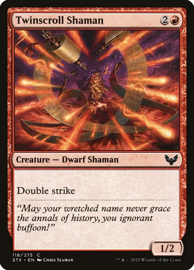 2021 Strixhaven: School of Mages Twinscroll Shaman #118 common card image