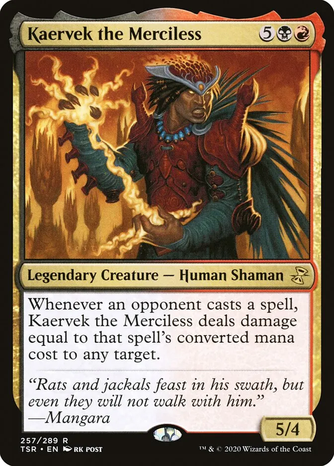 2021 Time Spiral Remastered Kaervek the Merciless rare #257 rare card image