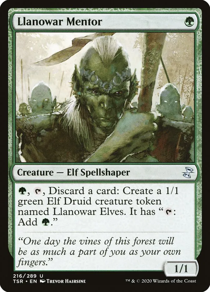 2021 Time Spiral Remastered Llanowar Mentor #216 uncommon card image