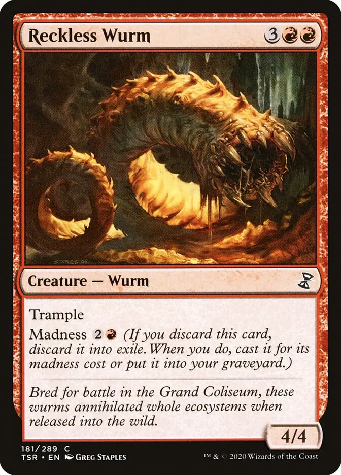 2021 Time Spiral Remastered Reckless Wurm #181 common card image