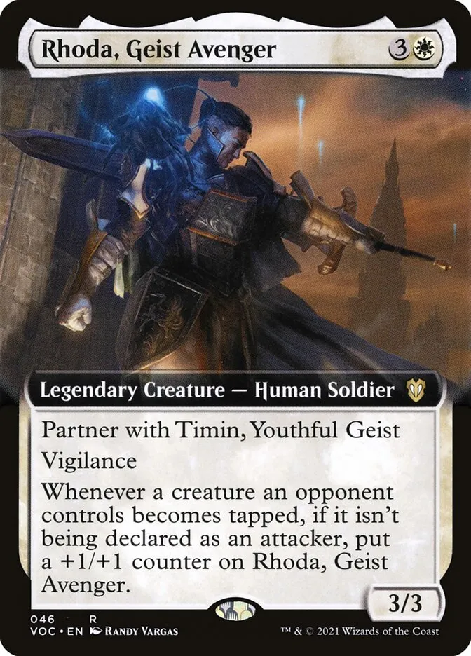 2021 Crimson Vow Commander Rhoda, Geist Avenger rare #46 rare card image