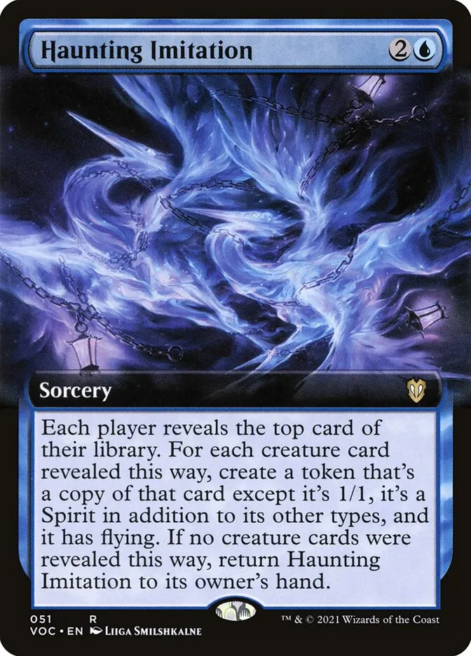 2021 Crimson Vow Commander Haunting Imitation rare #51 rare card image