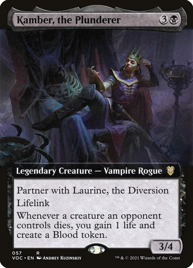 2021 Crimson Vow Commander Kamber, the Plunderer rare #57 rare card image
