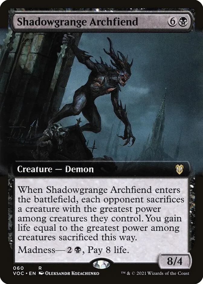 2021 Crimson Vow Commander Shadowgrange Archfiend rare #60 rare card image