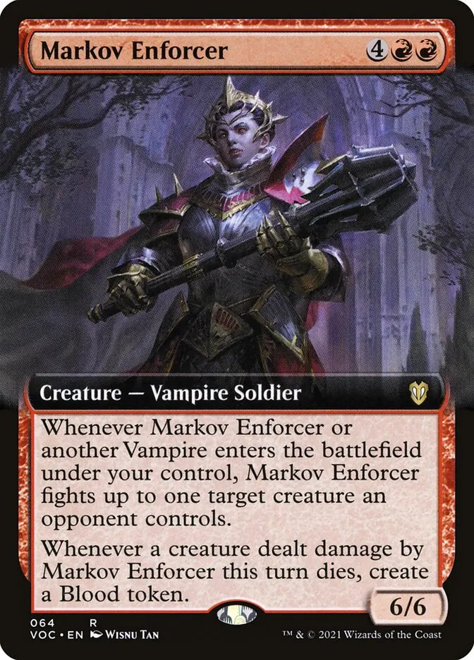 2021 Crimson Vow Commander Markov Enforcer rare #64 rare card image