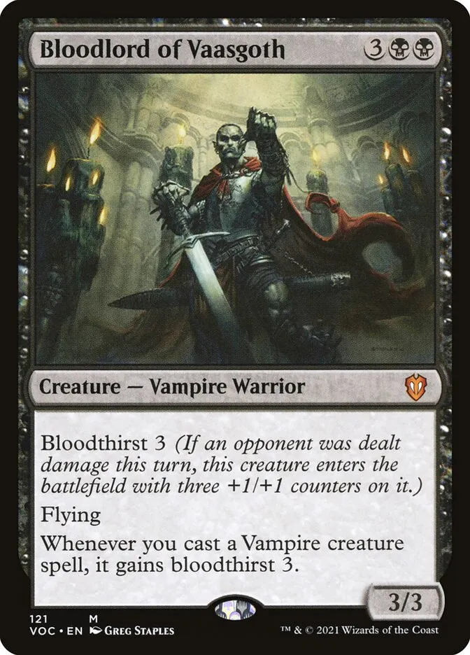 2021 Crimson Vow Commander Bloodlord of Vaasgoth mythic #121 mythic card image