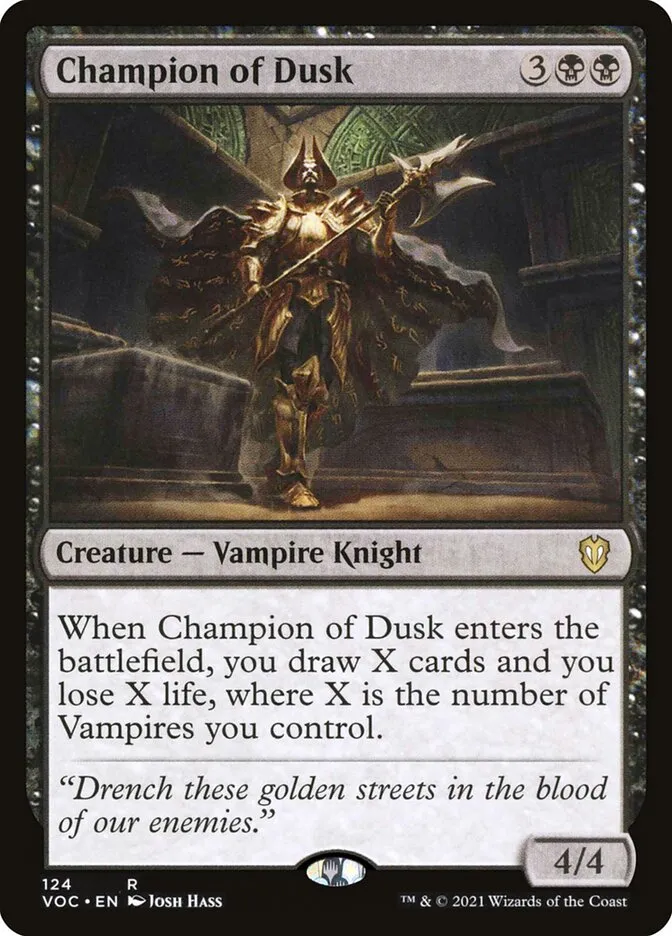 2021 Crimson Vow Commander Champion of Dusk #124 rare card image