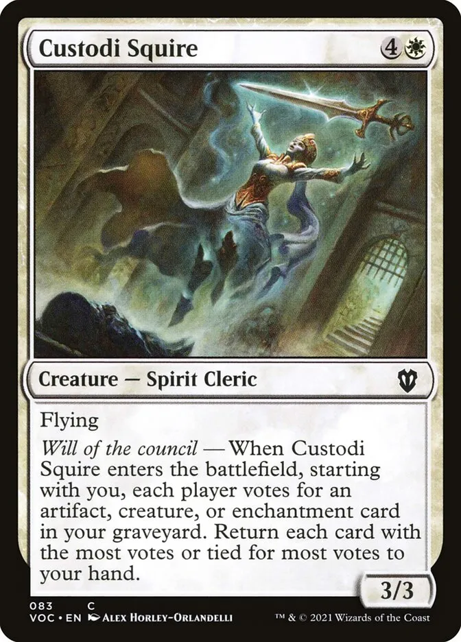 2021 Crimson Vow Commander Custodi Squire common #83 common card image