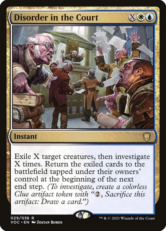 2021 Crimson Vow Commander Disorder in the Court rare #29 rare card image