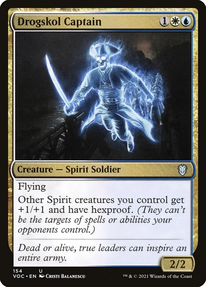2021 Crimson Vow Commander Drogskol Captain #154 uncommon card image