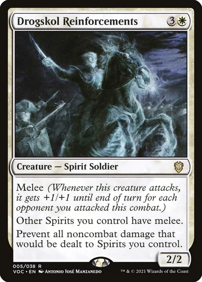 2021 Crimson Vow Commander Drogskol Reinforcements rare #5 rare card image