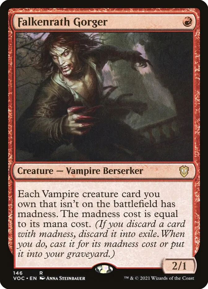2021 Crimson Vow Commander Falkenrath Gorger #146 rare card image