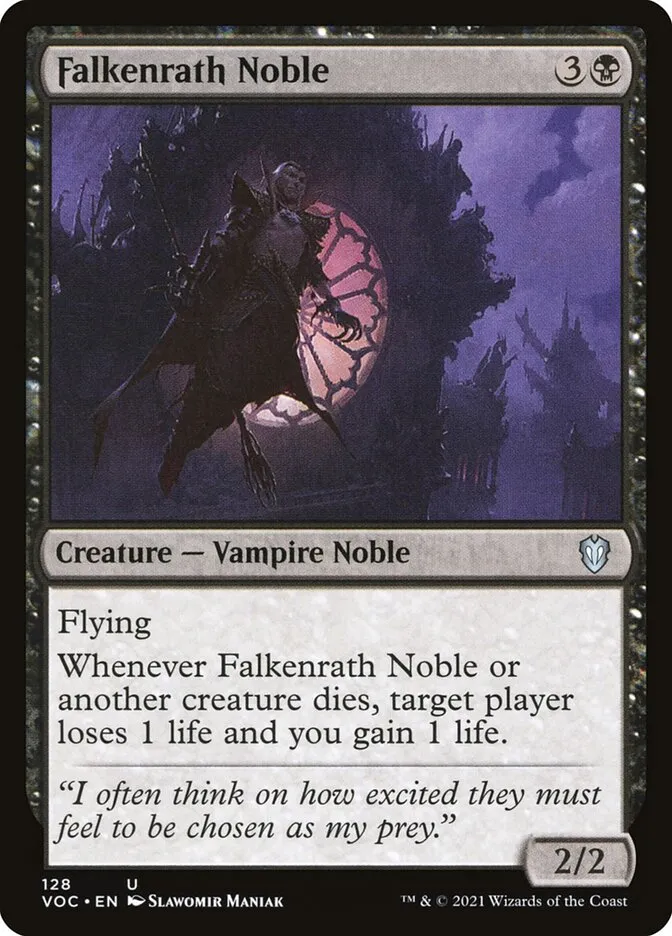 2021 Crimson Vow Commander Falkenrath Noble #128 uncommon card image