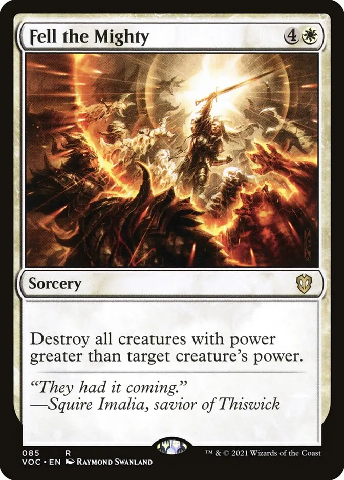 2021 Crimson Vow Commander Fell the Mighty rare #85 rare card image