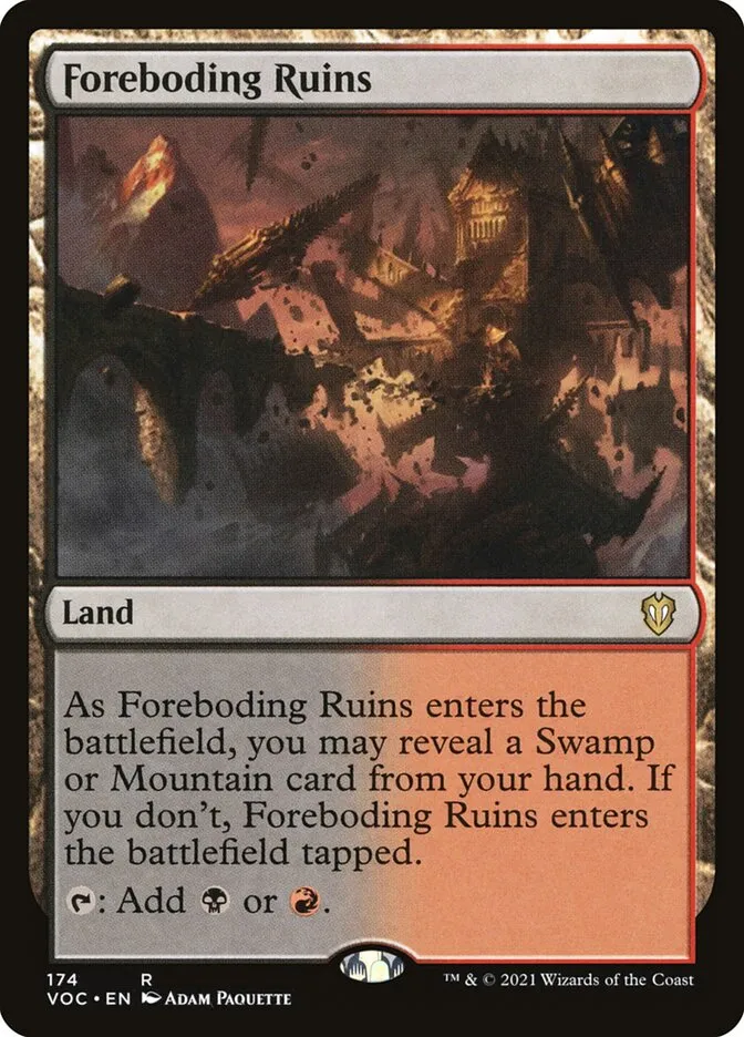 2021 Crimson Vow Commander Foreboding Ruins rare #174 rare card image
