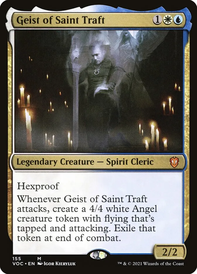 2021 Crimson Vow Commander Geist of Saint Traft mythic #155 mythic card image
