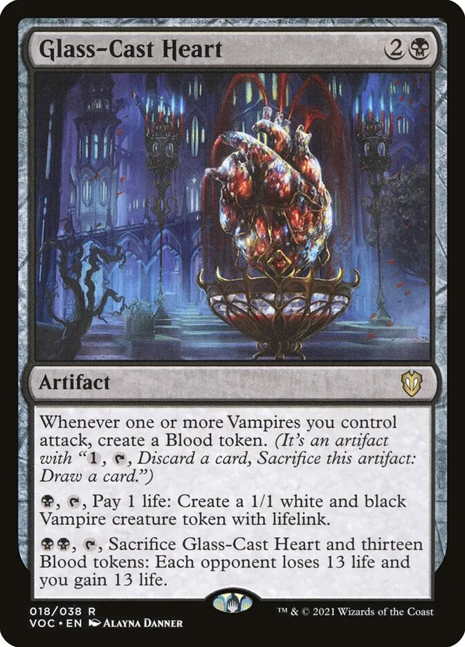 2021 Crimson Vow Commander Glass-Cast Heart rare #18 rare card image