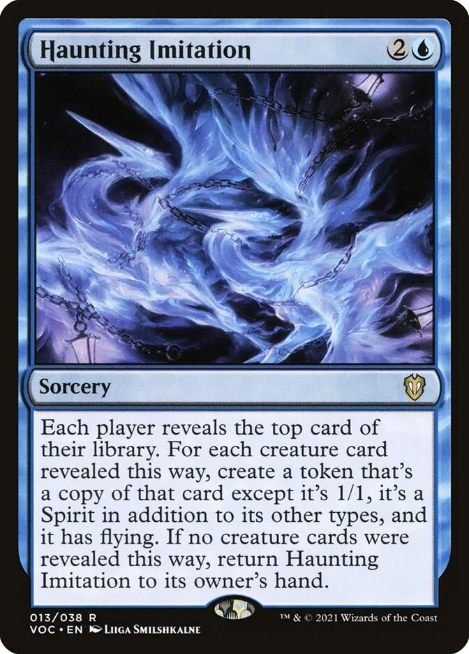 2021 Crimson Vow Commander Haunting Imitation rare #13 rare card image