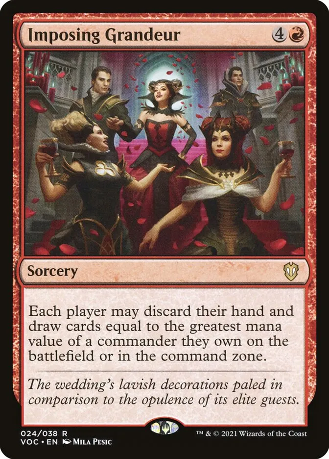 2021 Crimson Vow Commander Imposing Grandeur rare #24 rare card image