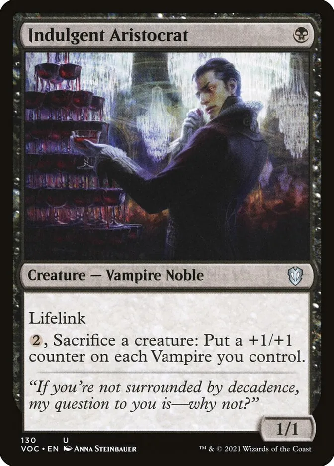 2021 Crimson Vow Commander Indulgent Aristocrat #130 uncommon card image
