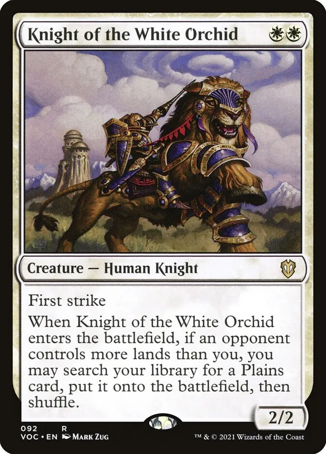 2021 Crimson Vow Commander Knight of the White Orchid rare #92 rare card image