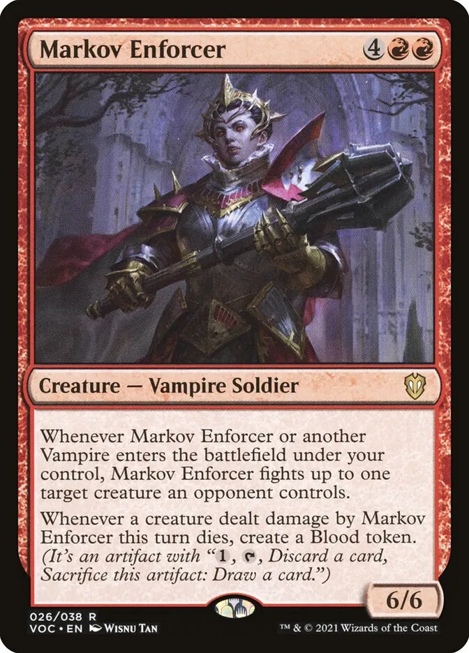 2021 Crimson Vow Commander Markov Enforcer rare #26 rare card image