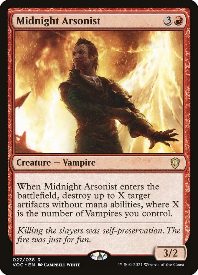 2021 Crimson Vow Commander Midnight Arsonist rare #27 rare card image