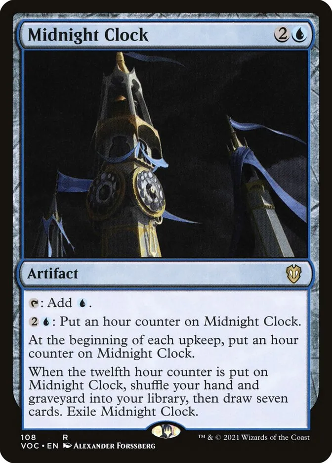 2021 Crimson Vow Commander Midnight Clock #108 rare card image