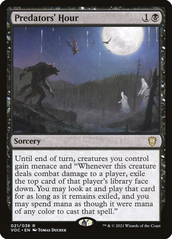 2021 Crimson Vow Commander Predators' Hour rare #21 rare card image