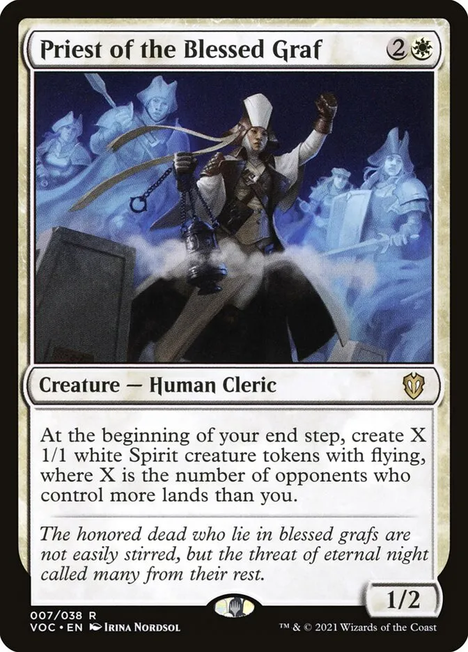 2021 Crimson Vow Commander Priest of the Blessed Graf rare #7 rare card image