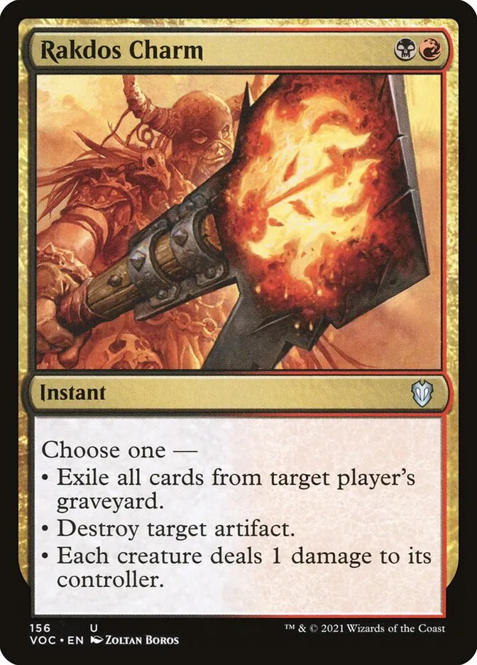 2021 Crimson Vow Commander Rakdos Charm #156 uncommon card image