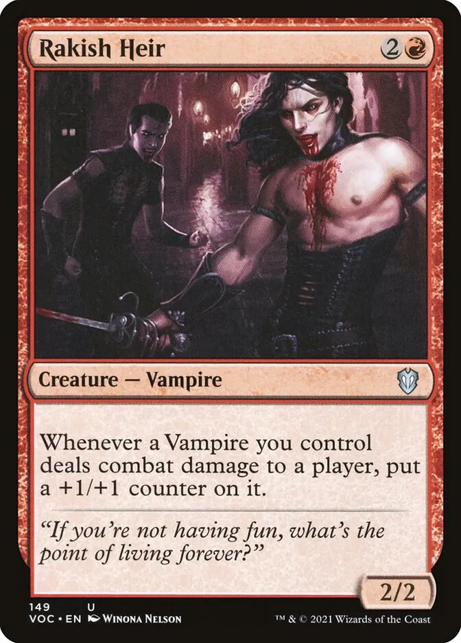 2021 Crimson Vow Commander Rakish Heir #149 uncommon card image