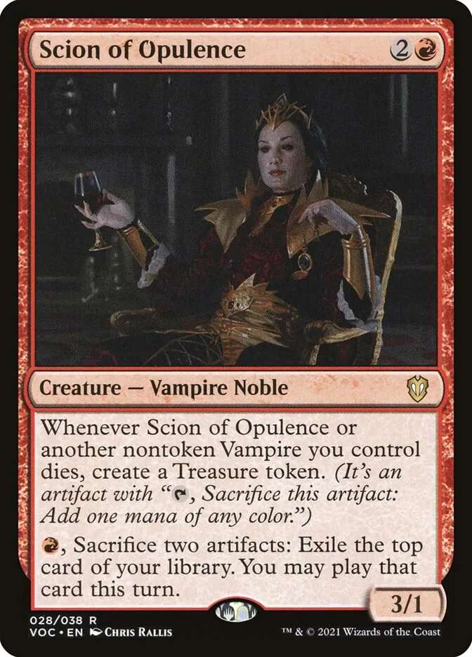 2021 Crimson Vow Commander Scion of Opulence rare #28 rare card image