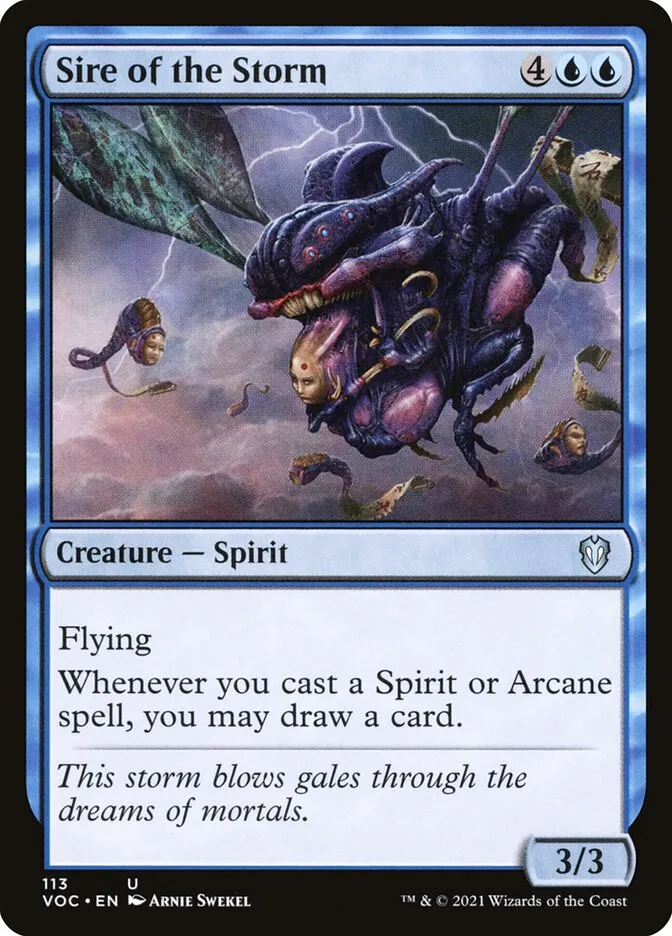 2021 Crimson Vow Commander Sire of the Storm #113 uncommon card image