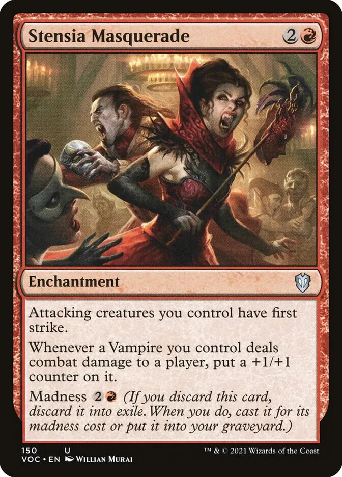 2021 Crimson Vow Commander Stensia Masquerade #150 uncommon card image