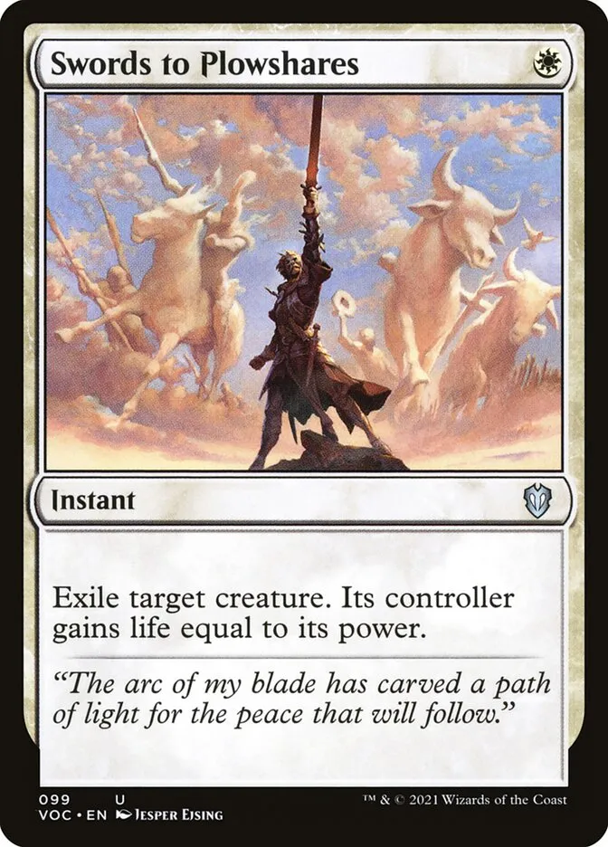 2021 Crimson Vow Commander Swords to Plowshares #99 uncommon card image