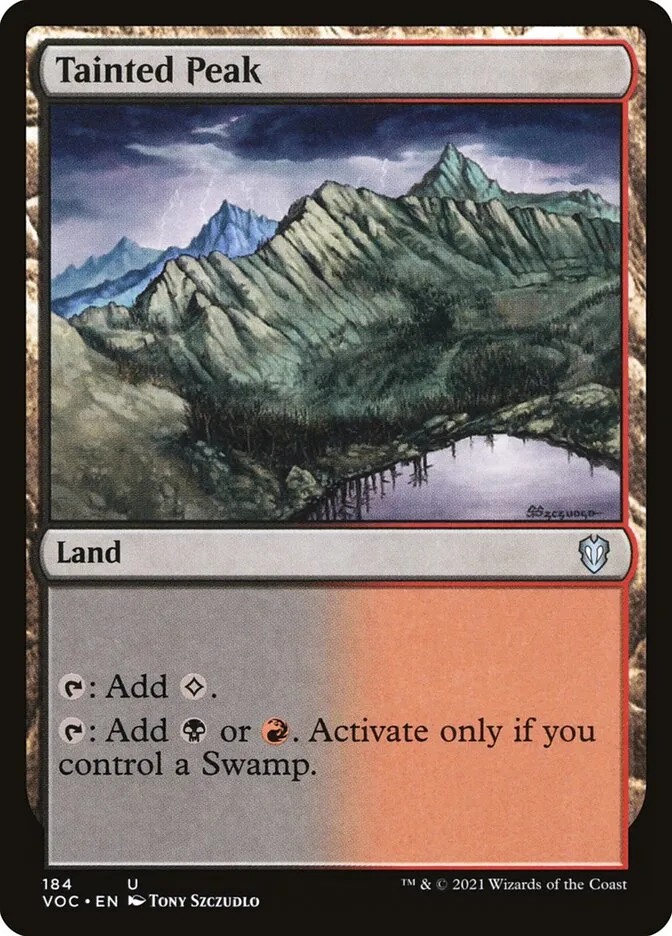 2021 Crimson Vow Commander Tainted Peak #184 uncommon card image