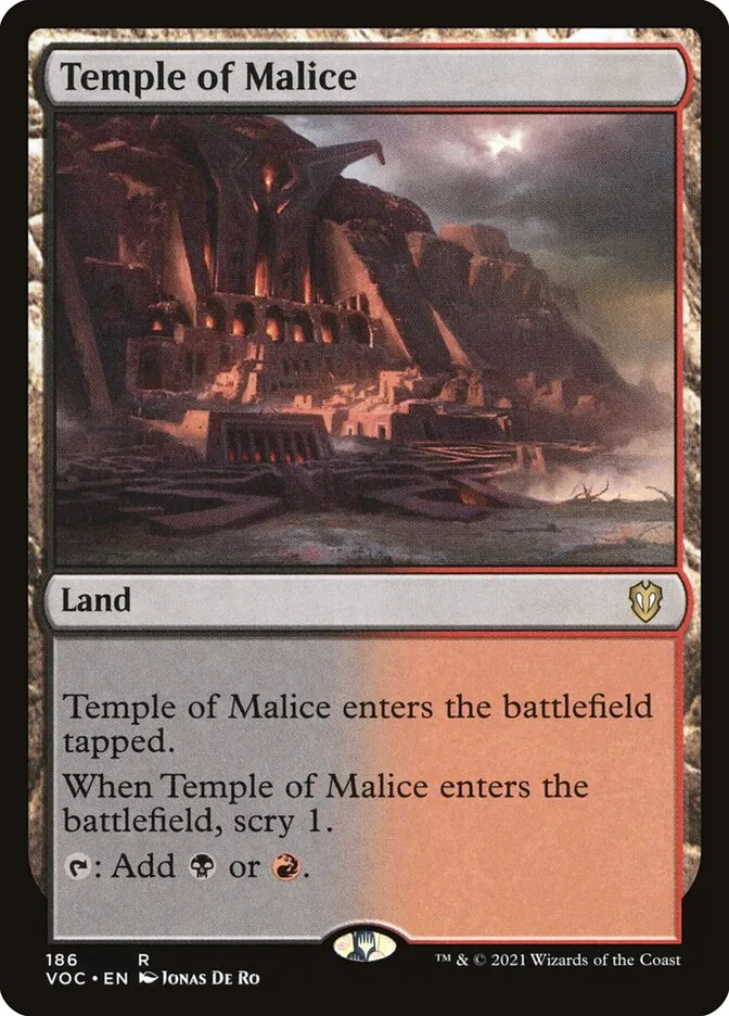 2021 Crimson Vow Commander Temple of Malice #186 rare card image