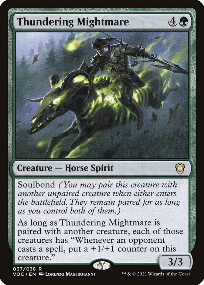 2021 Crimson Vow Commander Thundering Mightmare rare #37 rare card image