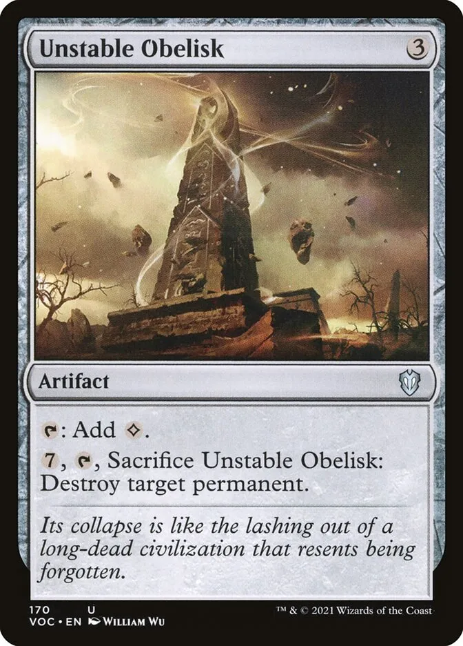 2021 Crimson Vow Commander Unstable Obelisk #170 uncommon card image