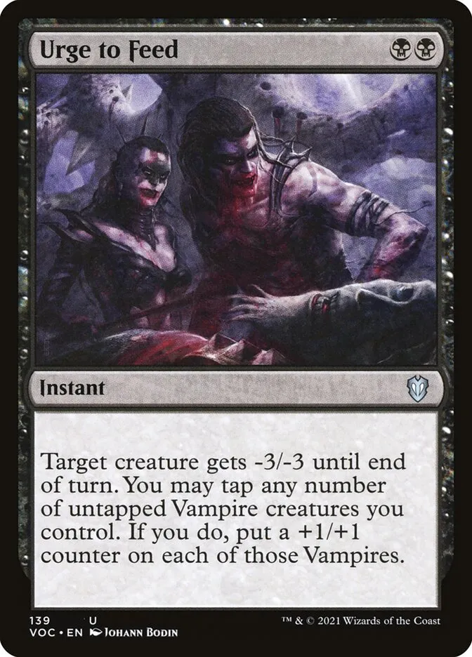 2021 Crimson Vow Commander Urge to Feed #139 uncommon card image