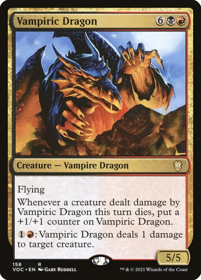 2021 Crimson Vow Commander Vampiric Dragon #158 rare card image