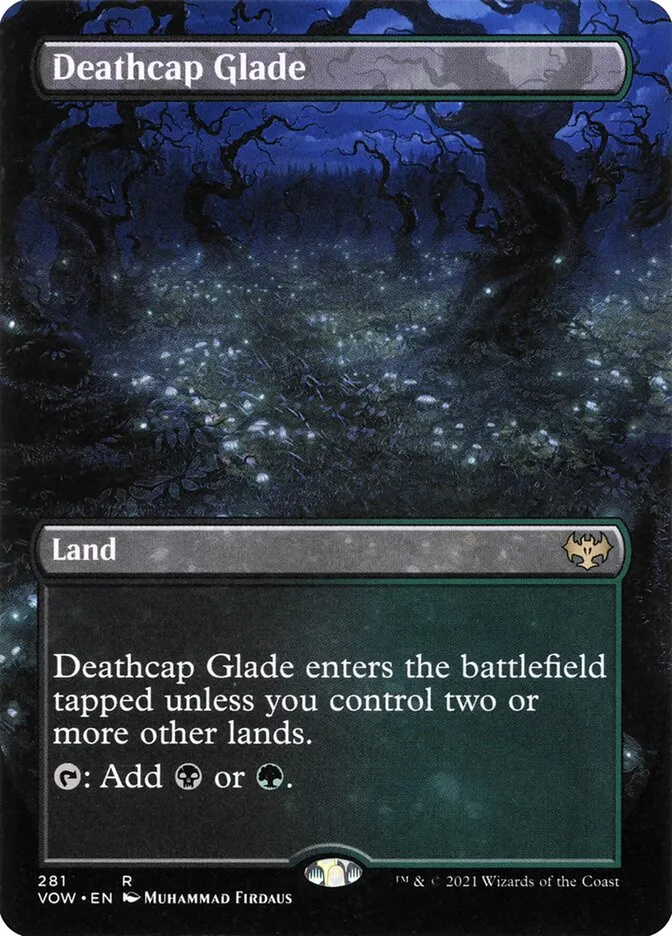 2021 Innistrad: Crimson Vow Deathcap Glade [Borderless Foil] rare #281 rare card image