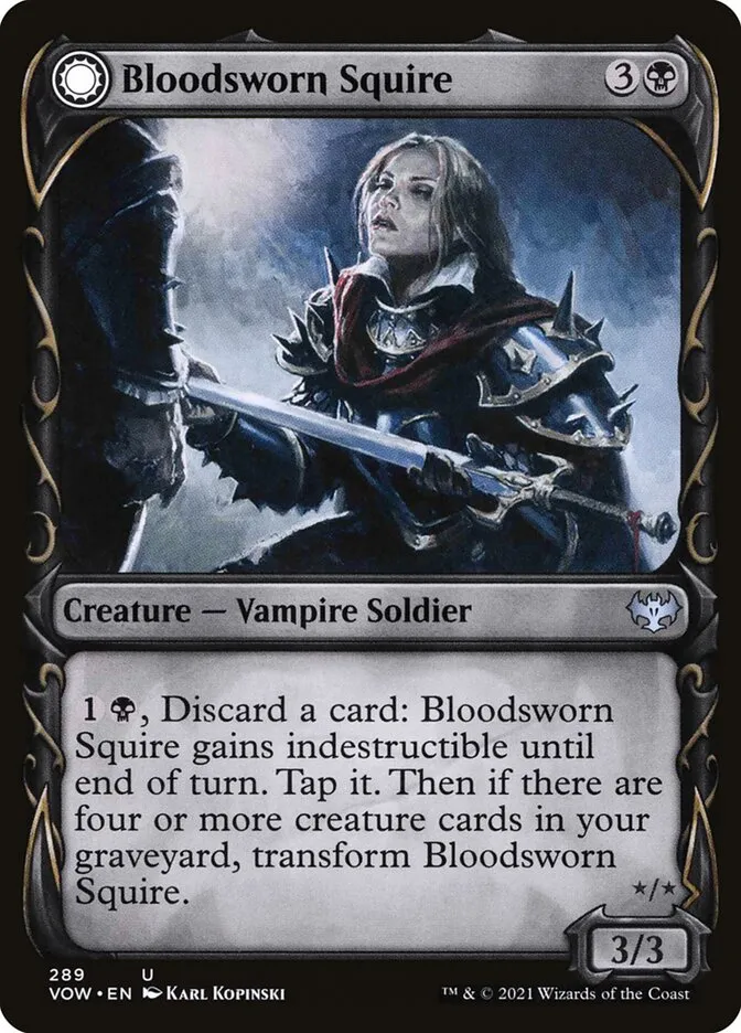 2021 Innistrad: Crimson Vow Bloodsworn Squire // Bloodsworn Knight #289 uncommon card image