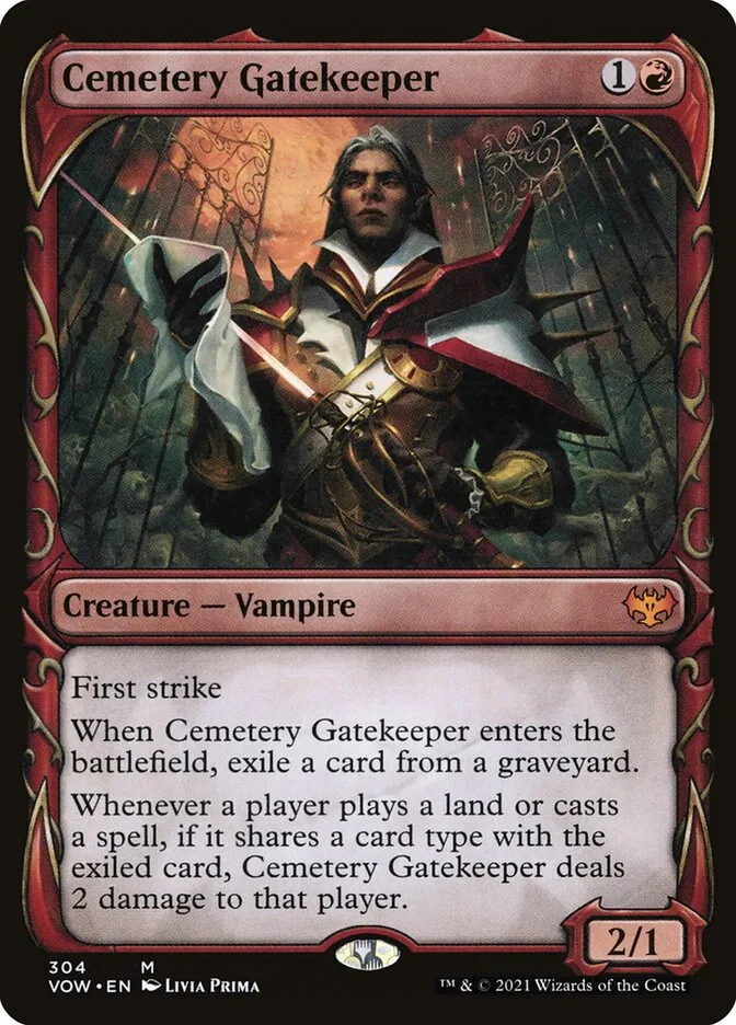 2021 Innistrad: Crimson Vow Cemetery Gatekeeper #304 mythic card image