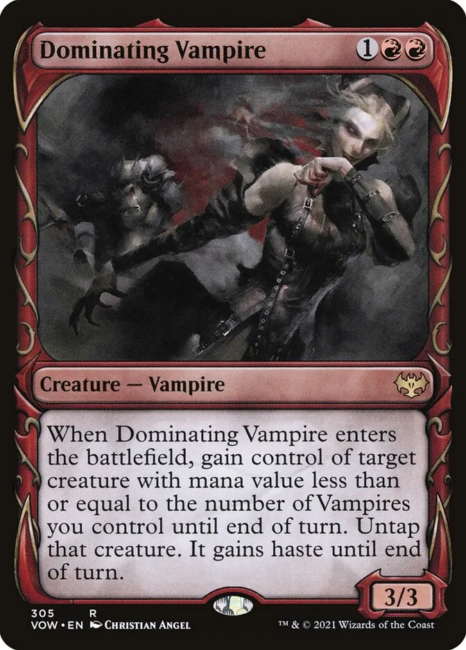 2021 Innistrad: Crimson Vow Dominating Vampire #305 rare card image